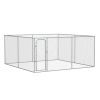 PawHut Outdoor Dog Kennel Galvanized Chain Link Fence Heavy Duty Pet Run House Chicken Coop with Secure Lock Mesh Sidewalls for Backyard, Silver