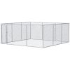 PawHut Large Dog Kennel Outside, Heavy Duty Dog Cage, Outdoor Fence Dog Run with Galvanized Chain Link, Secure Lock, 15.1' x 15.1' x 6
