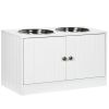 PawHut Elevated Dog Bowls with Storage Cabinet, Large 44L Capacity, Raised Dog Bowl Stand, Pet Food Bowl Feeding Station, White