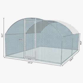 10 x 10 ft Large Metal Chicken Coop, Walk-in Poultry Cage Chicken Hen Run House with Waterproof Cover