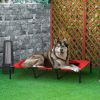 PawHut Metal Frame Elevated Pet Bed 48" x 46" Folding Dog Cot Summer Cooling Red