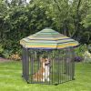 PawHut Heavy-duty 47 Freestanding Pet Playpen Kennel with Door & Removable Cover for Small Medium Dogs 6 Panels Brown