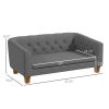 PawHut Raised Pet Lounge for Small to Medium Dogs Grey with Plush Removable Cover