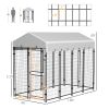 PawHut Outdoor Dog Kennel with Waterproof Canopy, Two-Part Door Design for Large Breeds, Silver