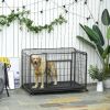 PawHut Metal Dog Cage 49" Heavy Duty Folding Kennel with Tray Locking Wheels Dark Gray