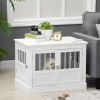 PawHut Wooden Dog Crate End Table, White, Triple Doors, Steel Tubes, for Small Dogs