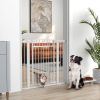 PawHut 30"-41" Extra Wide Walk Through Dog Gate w/ Cat Door, 3-Inch & 5.5-Inch Extension Kits, 37" High