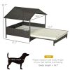 PawHut Extendable Wicker Outdoor Dog Bed with Waterproof Roof Soft Cushion Small Medium Dogs Cream White