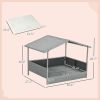 PawHut Wicker Dog House Outdoor Canopy Rattan Bed Water-resistant Cushion Cream White