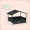 PawHut Wicker Dog House Indoor Outdoor Removable Cushion Lounge Cream White