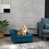 PawHut Elevated Dog Bed with Storage Space Soft Cushion for Small to Medium Pets Navy Blue