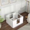 PawHut 33" Whelping Box for Dogs, Puppy Whelping Pen with Adjustable Entrance & Non-slip Foot Pads, for Small Dogs, White