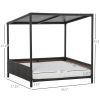 PawHut Wicker Dog House Raised Rattan Pet Sofa with Cushion for Indoor Outdoor Brown