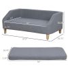 PawHut 38" Dog Sofa for Medium Large Dogs, Dog Couch w/Removable Cushion, Washable Cover, Anti-slip Feet, for Dogs Up to 55 lbs - Gray