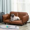 PawHut Pet Sofa Dog Bed Couch, Foldable Cat Lounger PU Leather Cover for Small & Large Sized Animals, 39" x 21.75" x 17.75", Brown