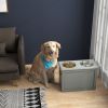 PawHut Raised Dog Feeding Station with 2 Stainless Steel Bowls and Storage for Large Dogs and Other Large Pets Gray