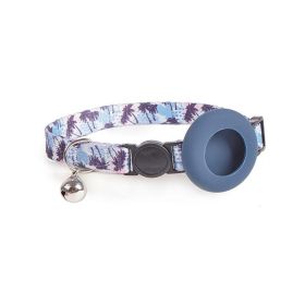 For Airtag Tracker Protective Case Cat Dog Collar (Color: Black Night Beach, Type: Pet supplies)